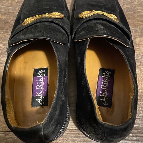A.K Rikk\'s Black Suede Leather Lofter Dress Shoes Spain Made Mens Size 8.5